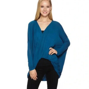 Costa Blanca New! Blue Cross Drape Front Top Size M/L